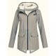 Plus Size Plush Lined Hooded Coat, Casual Long Sleeve Zipper Warm Coat For Winter, Women's Plus Size Clothing